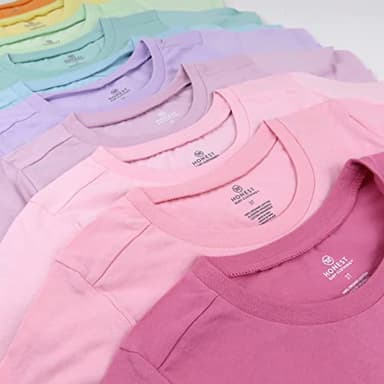 HonestBaby 10 Pack Long Sleeve T Shirts 100% Organic Cotton for Toddler, Boys, Girls, Rainbow Pinks, 4T - Image 3