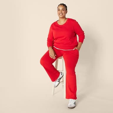 Amazon Essentials Women's Straight Leg Sweatpants with Drawstring for Women, Fleece - (Available in Plus Size), Red, X-Large - Image 6