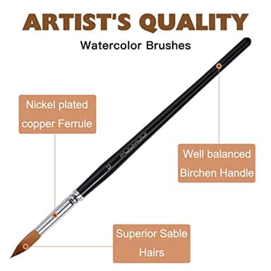 Watercolor Brushes Professional, Fuumuui 8Pcs Sable Paint Brush Set Variety Shapes with Flat, Round Pointed, Cat's Tongue Oval Wash Perfect for Watercolor Acrylic Gouache Inks Painting - Image 3