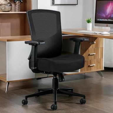 Big and Tall Office Chair 600lbs, Ergonomic High Back Computer Desk Chair for Heavy People with 2D Adjustable Waist Support and Heavy Duty Metal Base Mesh Chair - Image 2