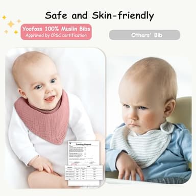 Yoofoss Muslin Baby Bibs 10 Pack 100% Organic Cotton 6-Layer Soft Absorbent Drool Bandana Baby Bibs for Drooling and Teething for Boys and Girls, Gradient Pink - Image 3