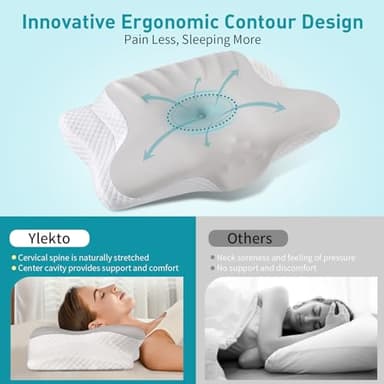 Cervical Neck Pillow for Pain Relief - Ergonomic Memory Foam Pillows for Sleeping, Cooling Side Sleeper Pillow for Neck Support, Contour Orthopedic Bed Pillow for Back Stomach Sleepers - Image 4