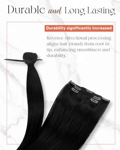 Sunny Hair Clip in Hair Extensions Straight Human Hair Clip in Extensions Remy Clip in Hair Extensions Real Human Hair Extensions Clip ins Jet Black for Women 22inch - Image 7