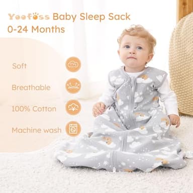 Yoofoss Baby Sleep Sack 6-12 Months Wearable Blanket for Babies 100% Organic Cotton 2-Way Zipper TOG 0.5 Toddler Sleeping Sack 3 Pack, Comfy Lightweight Sleep Sacks - Image 2