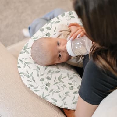 Konssy 2 Pack Nursing Pillow Covers, Stretchy and Soft Nursing Cover for Breastfeeding Pillows, Pillow Slipcover for Baby Girls Boys Newborn (Green, Green Leaves) - Image 5