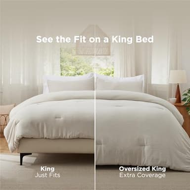 Bedsure King Size Comforter Set, Beige Soft Prewashed Bedding for All Seasons, 3 Pieces GentleSoft™ Warm Down Alternative Bed Set, 1 Lightweight Comforter (104"x90") and 2 Pillowcases (20"x36") - Image 3