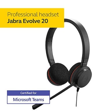 Jabra Evolve 20 Microsoft Lync Stereo Headset, Black - Image 2