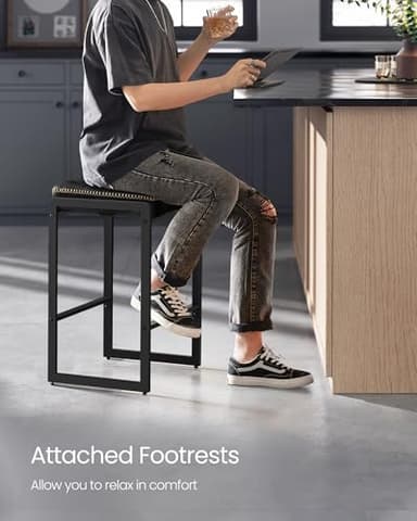 VASAGLE EKHO Collection - Bar Stools Set of 4, Counter Height Bar Stools, Synthetic Leather with Stitching, Mid-Century Modern Counter Stools, 26-Inch Tall, Kichen Home Bar Dining Room, Ink Black - Image 8