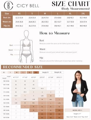 Cicy Bell Womens Casual Blazers Open Front Long Sleeve Work Office Suit Jackets Blazer - Image 6