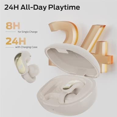 Monster Open Ear AC228 Wireless Headphones, Clip-On Earbuds, Adaptive Comfort, Immersive Audio, Bluetooth 6.0 Open Ear Earbuds with ENC Clear Call, 30H Playtime, IPX5 Water Resistant for Sport, White - Image 6
