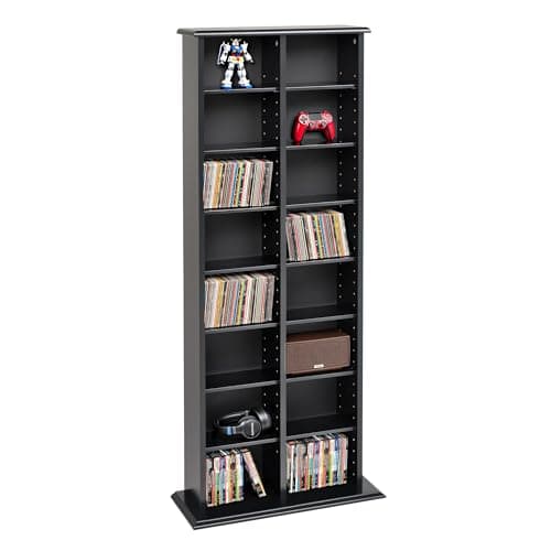 Prepac 2 Column Tall Cabinet Media Storage, 22" Wide, Black - Image 1