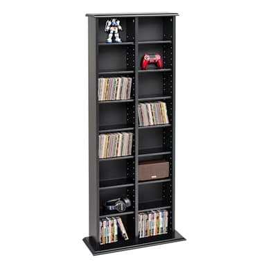 Prepac 2 Column Tall Cabinet Media Storage, 22" Wide, Black - Image 1