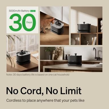 PETLIBRO Cat Water Fountain, Cordless Pet Water Fountain Battery Operated, 2.5L/84oz Dockstream Water Fountains for Cats Indoor, Cat Fountain with Stainless Steel Tray, Easy to Clean BPA-Free - Image 2