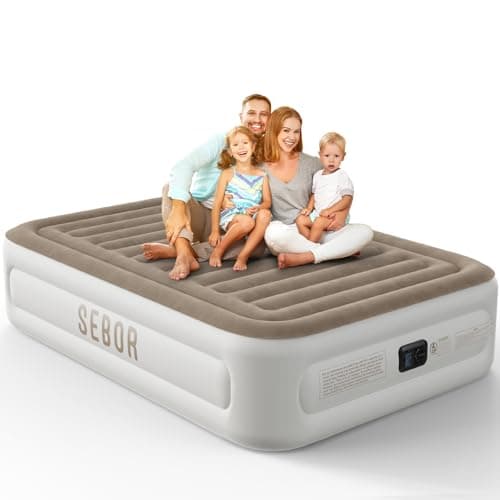 Sebor Air Mattress Queen with Built in Pump, 18 inch Inflatable Mattress, Weight Capacity of up to 660 lb MAX, Durable Blow Up Mattress for Home&Guests - Image 1