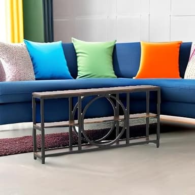 Tribesigns Extra Long Console Table, 70.9 inch Narrow Sofa Tables with 3 Tier Wood Storage Shelves Industrial Metal Frame for Entryway Hallway Living Room Behind Couch, Rustic Brown Black - Image 6