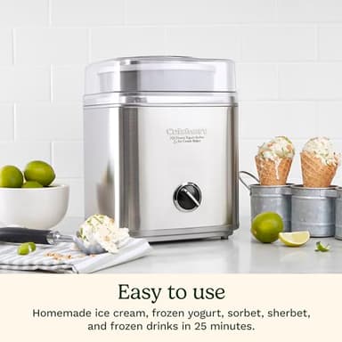 CUISINART Ice Cream Maker, Ice Cream and Frozen Yogurt Machine, 2-Qt. Double-Insulated Freezer Bowl, Silver, ICE-30BCP1 - Image 2