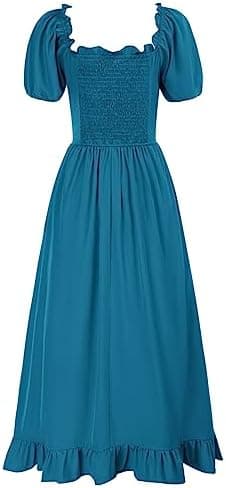 Scarlet Darkness Renaissance Dress Women Cottagecore Corset Dress Ruffle Maxi Dress with Pockets - Image 7