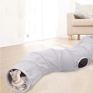 Cat Tunnel S-Shape Suede Cat Toy Tunnel 10.5 x 48.8 Inches Bunny Tunnels for Indoor, Collapsible Pets Play Tube Suitable for Cats Rabbits Pet Ferrets - Image 4