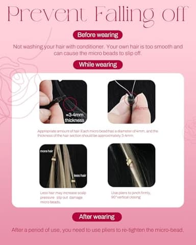Moresoo Micro Beads Hair Extensions Human Hair White Blonde Hair Extensions Micro Loop Human Hair Microlink Extensions for Wedding 50G/50S 18 Inch - Image 7