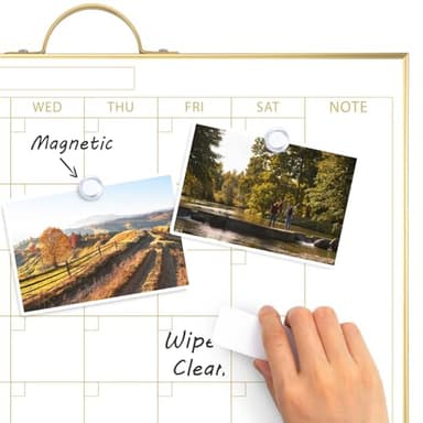 ARCOBIS Dry Erase Calendar with Cork Board for Wall, 12"x16" Double-Sided Calendar Whiteboard & White Board with Gold Frame, Magnetic Monthly Planning Board for Home, Office, School - Image 8