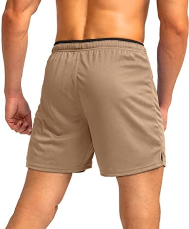 G Gradual Men's Running Shorts with Zipper Pockets Quick Dry Gym Athletic Workout 5" Shorts for Men (Khaki, XX-Large) - Image 3