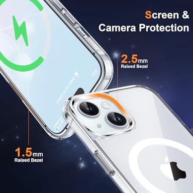 ORETECH Magnetic for iPhone 15 Case, [Compatible with MagSafe][2 Pcs Screen Protectors][15 FT Drop Protection] Transparent Back, Shockproof Bumper, Anti-Scratch Phone Case for iPhone 15, Clear - Image 6