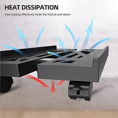 Adjustable Mobile CPU Stand, Ventilated Computer Tower Stand with 4 Caster Wheels Fits Most PC Tower, Under Desk CPU Holder PC Floor Cart Computer Riser for Gamers and Students (Black) - Image 6