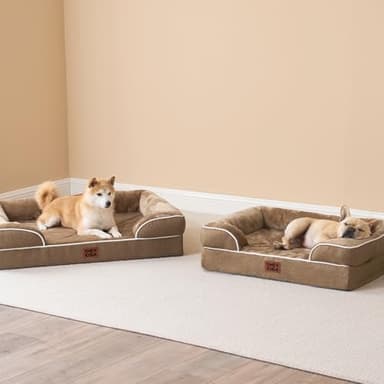EHEYCIGA Orthopedic Dog Bed for Medium Dogs, Waterproof Memory Foam Medium Dog Beds with Sides, Non-Slip Bottom and Egg-Crate Foam Pet Couch Bed with Washable Removable Cover, Camel - Image 8