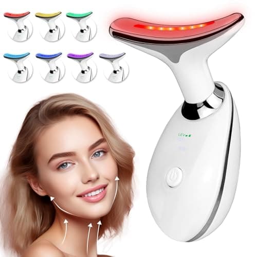 Face Neck Massager with 7-Color Light Modes for Face Sculpting Skin Care,Tightening,Smoothness - Red LED Light Therapy Device Tool for Women at Home - Image 1