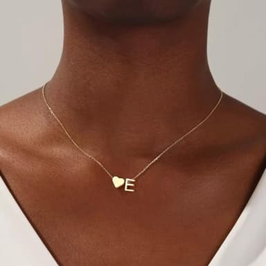 Turandoss Initial Necklaces for Women Trendy - 18K-Gold-Plated Heart Letter E Necklace Dainty Heart Necklaces Tiny Initial Necklaces Gifts for Women Jewelry - Image 2