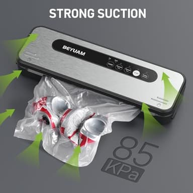 Vacuum Sealer Machine -85KPA Food Vacuum Sealer - 5 in1 Food Sealer Vacuum Sealer with Dry&Moist Modes, Includes 15PCS Storage Bags, 1 Air Suction Hose, 1Cutter - Image 12
