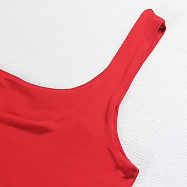 Artfish Women's Sleeveless Strappy Crop Tank Tops Square Neck Workout Gym Camis Going Out Red L - Image 3