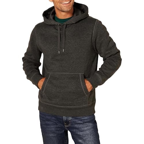 Amazon Essentials Men's Pullover Sweatshirt Hoodie, Big & Tall Options Available, Charcoal Heather, Large - Image 1