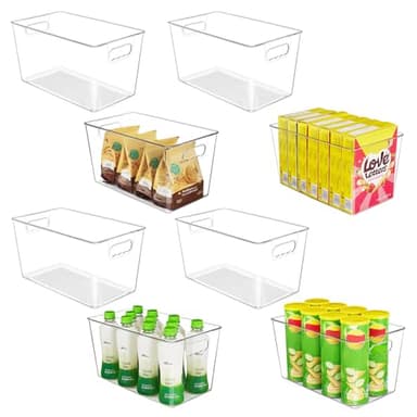 YIHONG Clear Plastic Storage Bins, 8 Pack Pantry Organizer Bins with Handle for Kitchen, Freezer,Cabinet,Closet Organization and Storage(XL) - Image 1