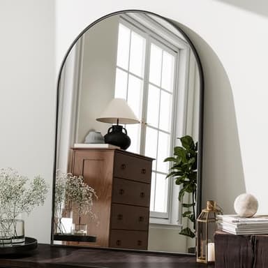 HARRITPURE Arched Wall Mirror 24"x36" – Black Metal Frame Vanity Mirrors for Bedroom, Entryway, Living Room Decor - Image 2