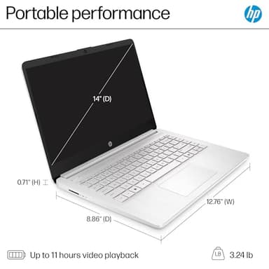HP 14 Laptop Computer 2025 Ultra Light, AI Copilot Student Business, Quad-Core Intel, 16GB RAM, 628GB Storage (128GB UFS+ 500GB Ext), 1 Yr Office 365, 12 Hr Battery MarxsolAccessory Win 11S, Silver - Image 9
