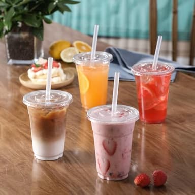 VITEVER [100 Sets - 16oz] Clear Plastic Cups with Lids and Straws, Disposable Iced Coffee Cups for Smoothie, Milkshake, Cold Drinks - BPA free - Image 6