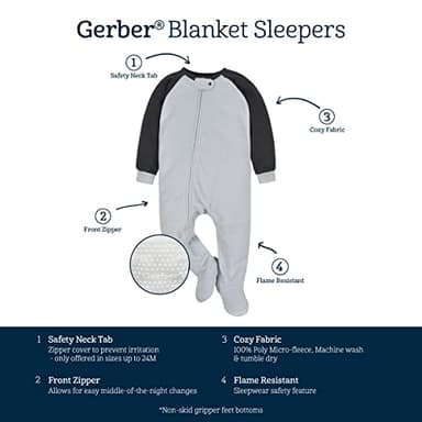Gerber Baby Girls Flame Resistant Fleece Footed Pajamas 2-Pack, Pink Leaves, 12 Months - Image 6