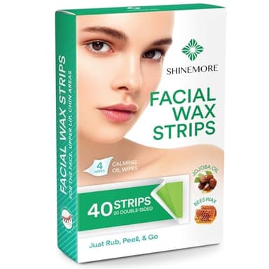 ShineMore Facial Wax Strips for hair removal - Hypoallergenic for All Skin Types - - Gentle and Fast-Working for Face, Eyebrow, Upper Lip, and Chin (40 Women Wax Strips + 4 Calming Oil Wipes NATURE NATION Ingredients ) - Image 7
