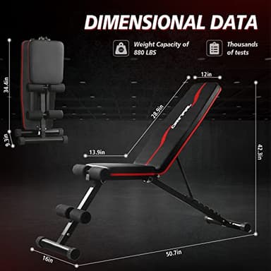 Orinar Weight Bench Press, Strength Training Adjustable Workout Benches for Full Body, Gym Benches for Incline Decline Exercise - Image 4