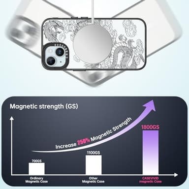 Magnetic for iPhone 15 Magsafe Case Cute Aesthetic - Durable Fashion Funny Phone Case - Girly Dragon Pattern Print Cover Design for Woman Girl 6.1 inches Black - Image 4