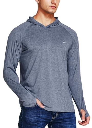 Willit Men's Sun Shirts UPF 50+ Rash Guard Long Sleeve Sun Protection Hoodie SPF UV Fishing Lightweight Athletic Running Heather Gray XL - Image 3