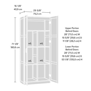 Sauder Select Storage Cabinet, Pantry Cabinet Kitchen Storage with Adjustable Shelves, Bathroom Storage Cabinet, in Highland Oak - Image 8