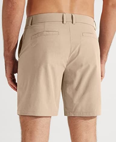 Libin Men's Golf Shorts 7" Work Dress Shorts Casual Flat Front Hybrid Short Lightweight Quick Dry Water Resistant, Khaki, Size 32 - Image 2