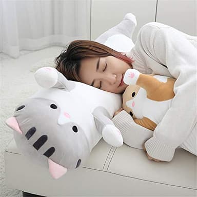 shangman Lovely Plush Cat Doll Cute Cartoon Soft Stuffed Kitten Pillow Long Throw Sleeping Toy Gift for Kids Girlfriend Multiple Size (Grey,50cm/19.6in) - Image 6