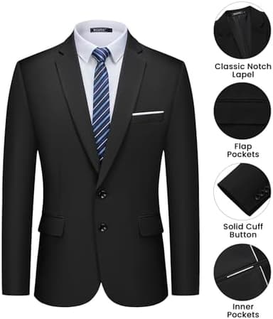 WULFUL Men's 2 Piece Suits Slim Fit Two Button Blazer Jacket Pants Set for Party,Wedding and Business - Image 6