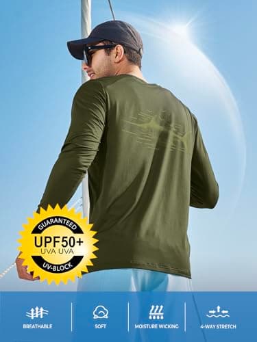 NORTHYARD Men's Sun Protection Shirts Long Sleeve Swim Beach Rash Guard SPF UV UPF 50+ Fishing T-Shirt Quick Dry Lightweight ArmyGreen XL - Image 3
