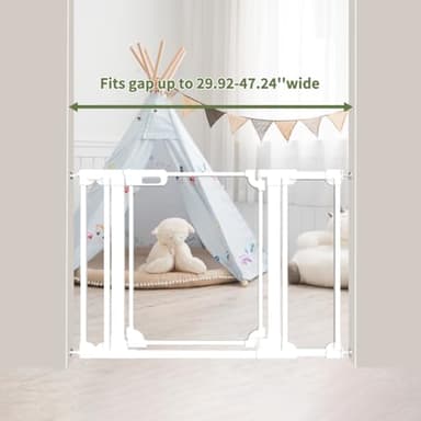 AIKSIWAI Clear Baby Safety Gate for Stairs,29"-48" Wide, 30" Tall Pressure Mounted Acrylic Pet Gate, Easy Walk Through Auto Close Child Gate for Doorways and House,29.52-47.24" - Image 8