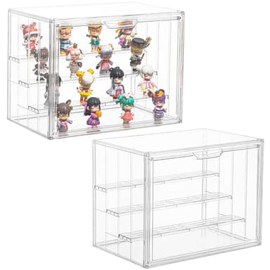 Display Case for Collectibles 4 Layer Updated Adjustable Acrylic Display Case with Magnetic Door Clear Stackable Display Box Hobby Display Cases for Figures, 2 Pack - Image 1