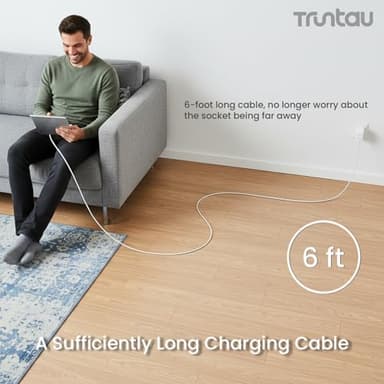 Truntau 6FT USB C to USB C Charger Cord for iPhone 17/16/15,16 Pro Max,16 Plus,16E,17Air,3A Fast Charging Cable for MacBook Air,iPad Air,iPad Pro, Car Carplay Charger Cord,AirPods Cable,White. - Image 4
